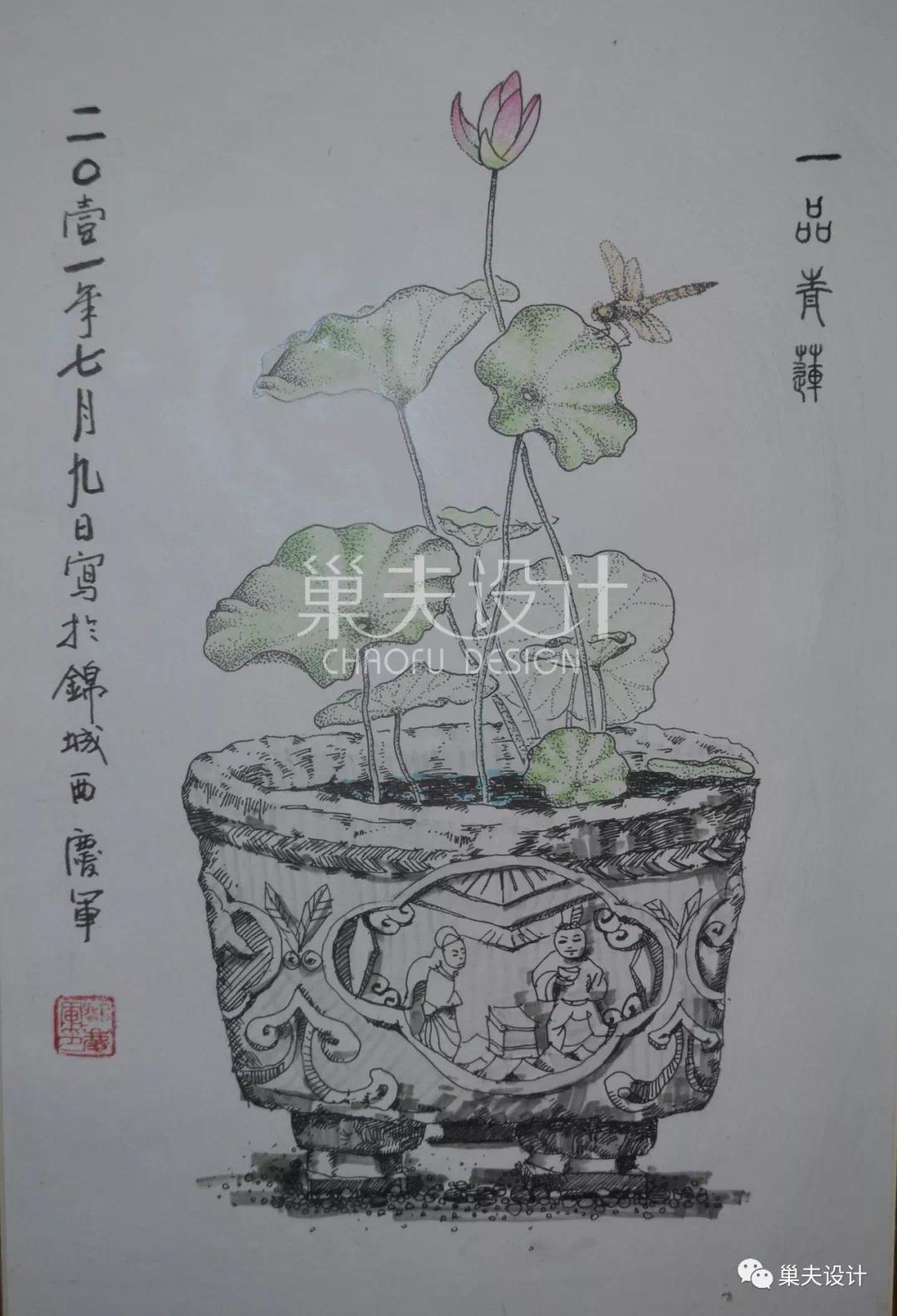 练习作品      《 一品青莲》