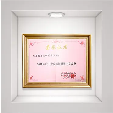 荣获2013年度工业发展新增规上企业奖。