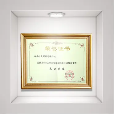 荣获2015年度规模以上工业统计工作先进单位奖。