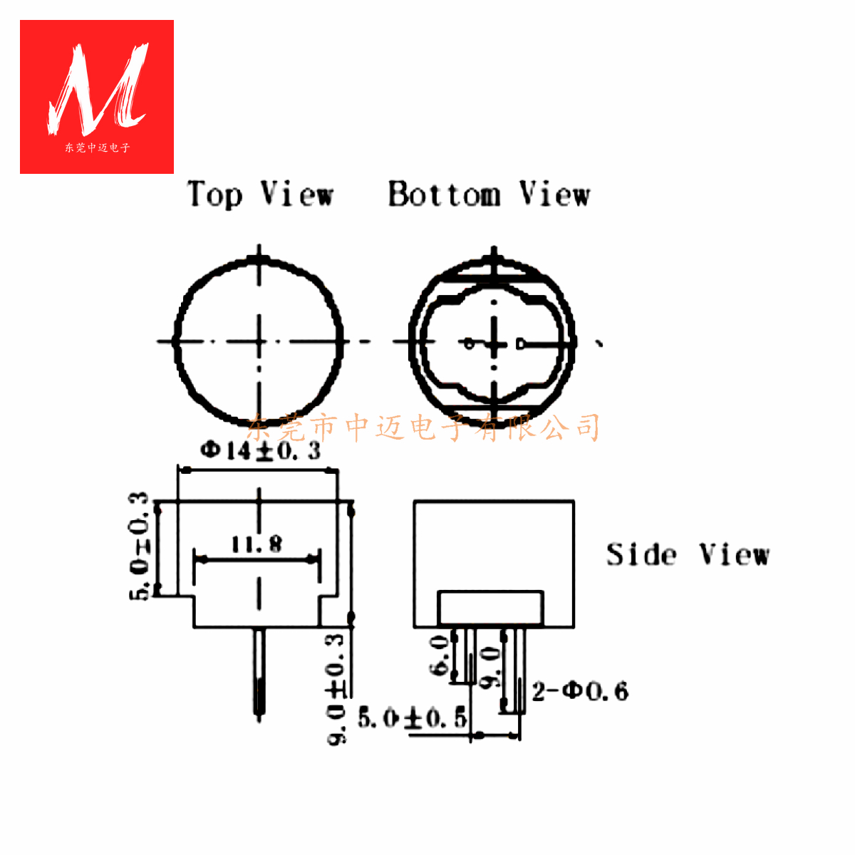 14mm 40KHz 封闭式超声波传感器