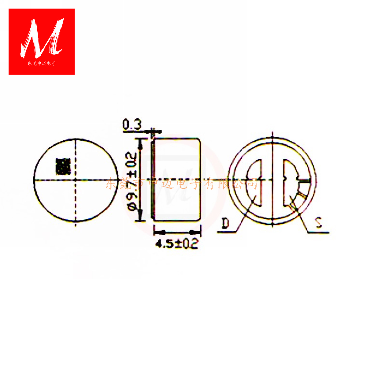 9745 9.7x4.5mm 全指向性驻极体咪头