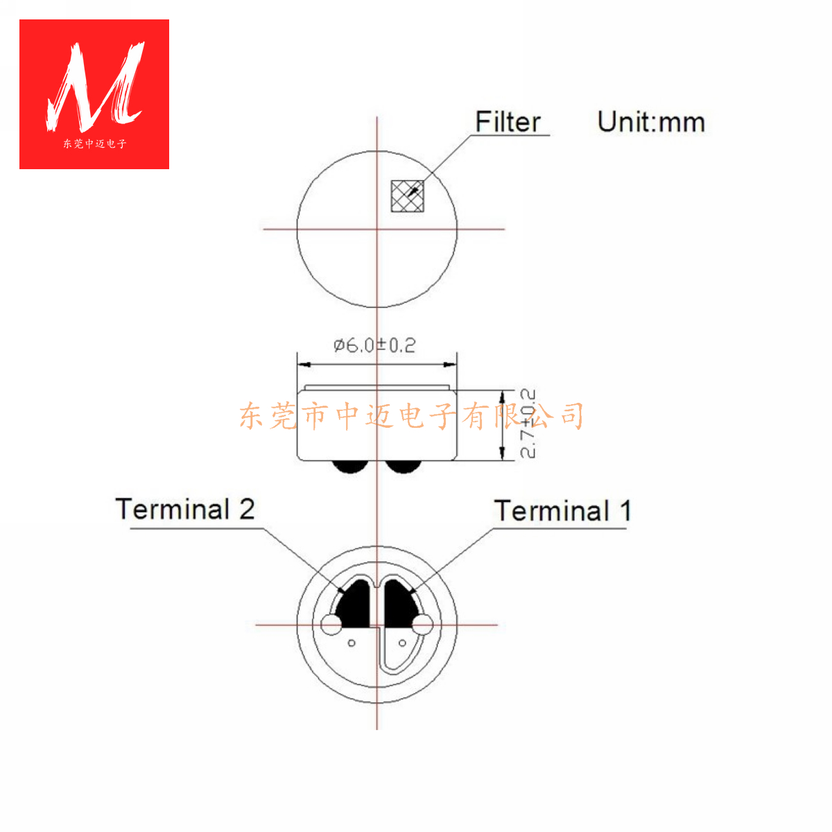 6027 6.0X2.7mm Noise Cancelling Microphone