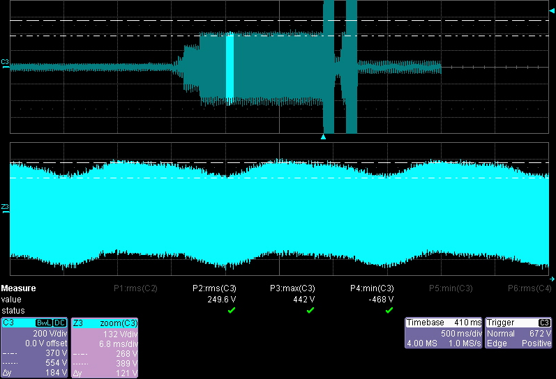 示波器的地和变压器器副边断开（浮地） 的测量结果也有100Hz低频扰动