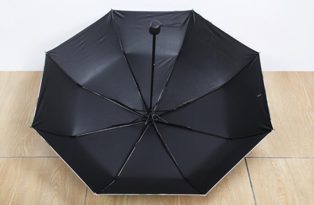 21寸彩印折叠黑胶雨伞