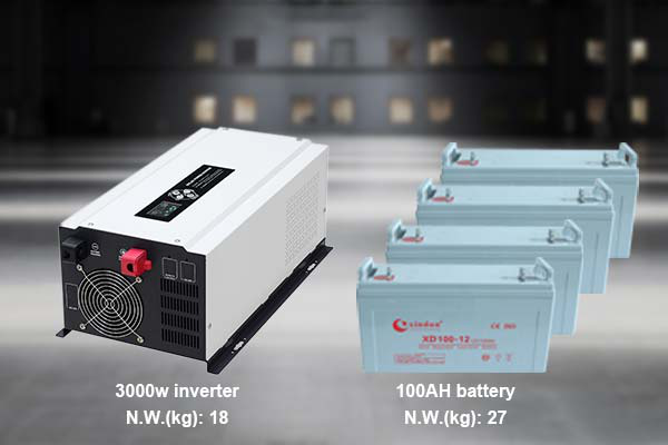 逆变器3000w配多大电池 逆变器和电池总共多重