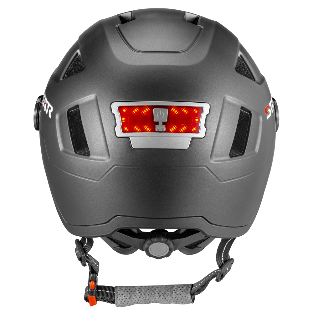 E3-10BL NTA 8776 Certified E-Bike Helmet with LED lights and goggles