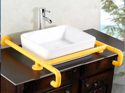 洗手臺安全扶手LE-W020白色/黃色-勞恩塑料制品