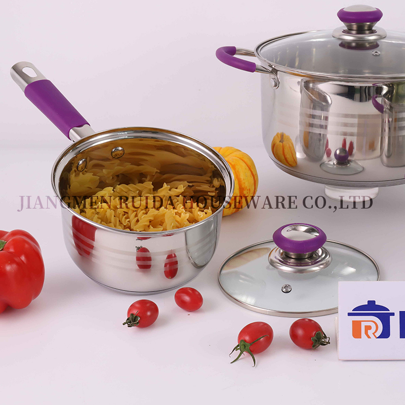 8PCS Kitchenware Utensils Purple Silicone Stainless Steel Cookware Set