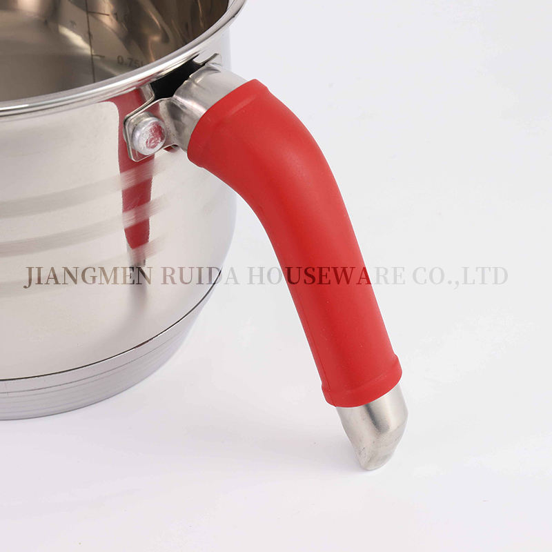 Stainless Steel Cookware Straight Shape Red Silicone Cookware Set