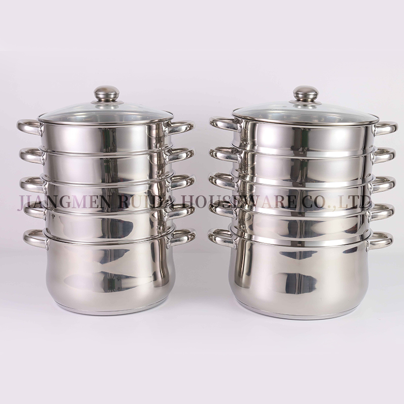 6PCS Casserole Stainless Steel Steamers Pot Cookware