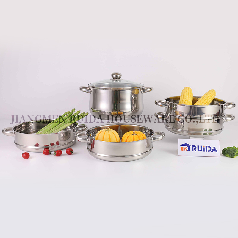 6PCS Casserole Stainless Steel Steamers Pot Cookware