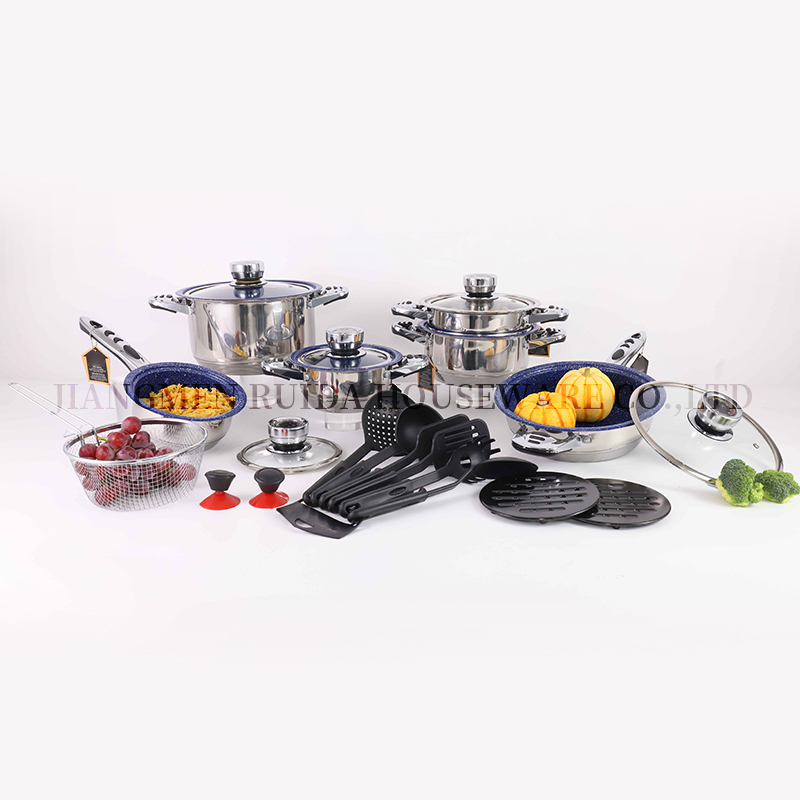 Stainless Steel Kitchen 23PCS Wide Edge Bakelite Cookware Set