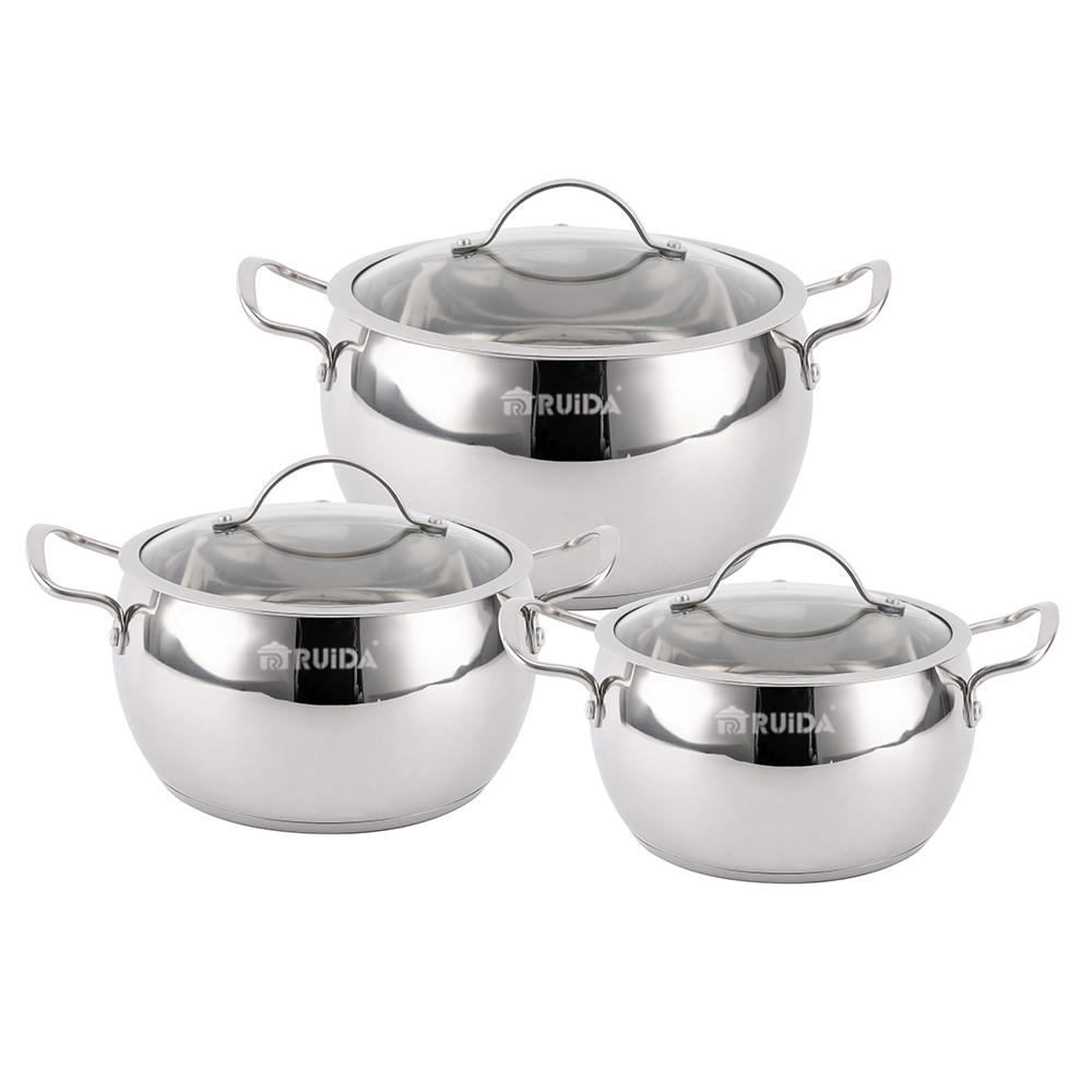 New Product Induction Bottom 6PCS Stainless Steel Apple Shape Cookware Set