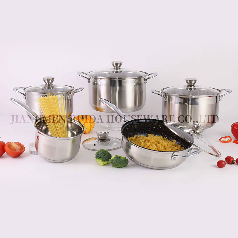 Housewares Manufacturer Kitchen Utensils 10PCS Zinc Alloy Handle Stainless Steel Cookware