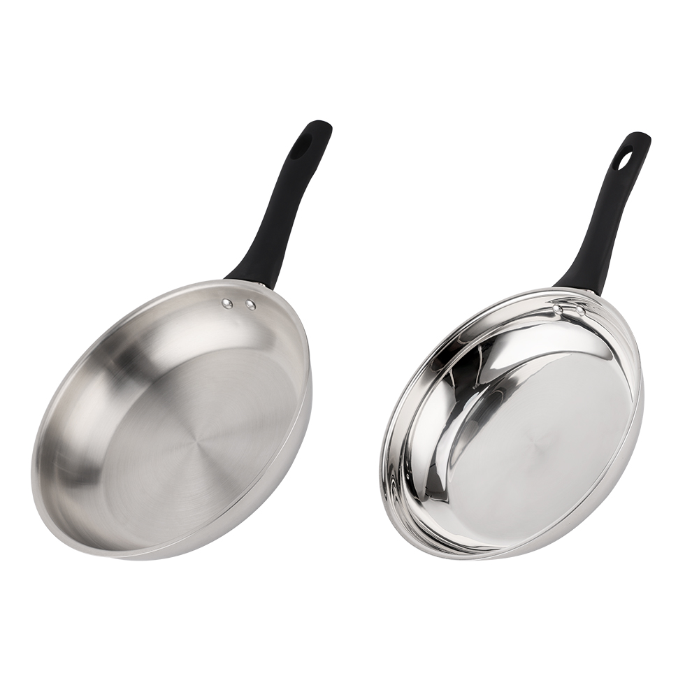 Custom OEM Soft Touch Bakelite 4PCS Mirror Satin Stainless Steel Frypan Cookware