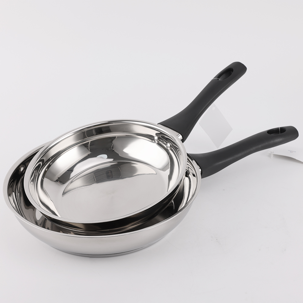 Custom OEM Soft Touch Bakelite 4PCS Mirror Satin Stainless Steel Frypan Cookware