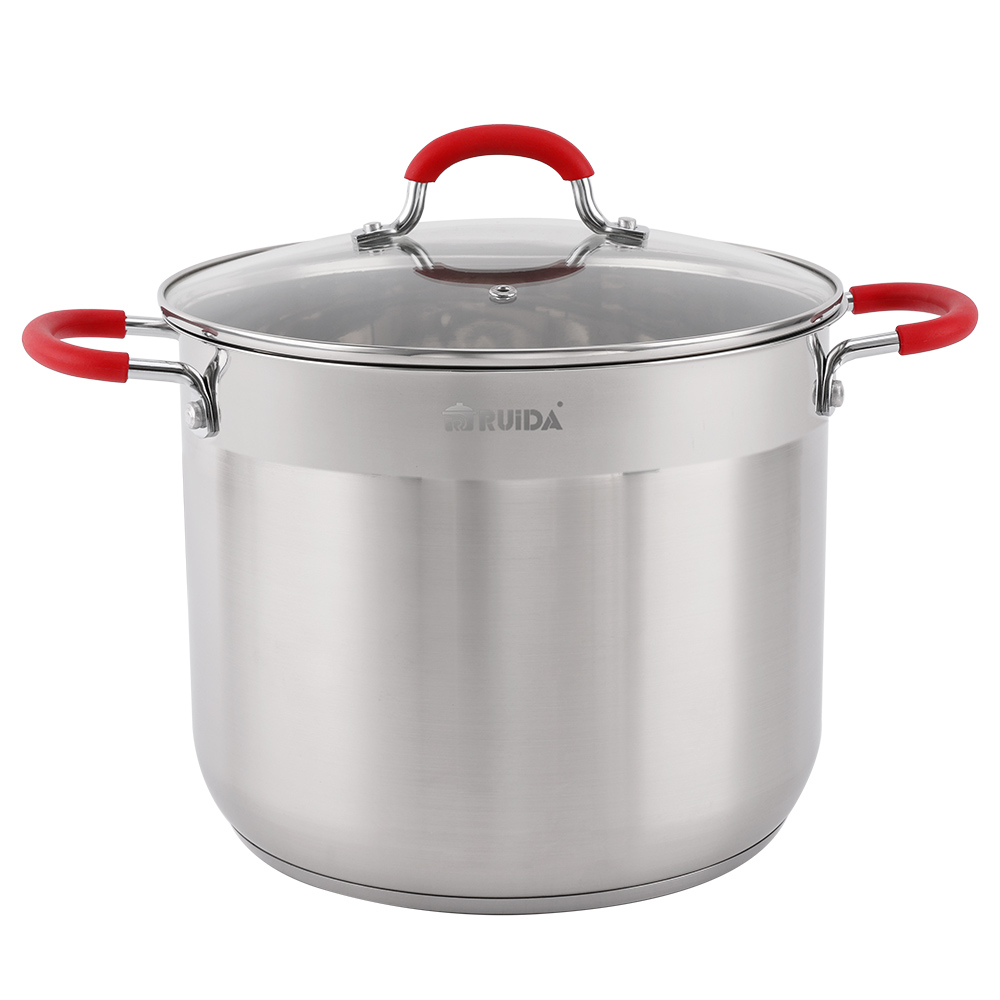 Induction Stew Simmering Soup Pot Soft Touch Handle Stainless Steel Stockpot