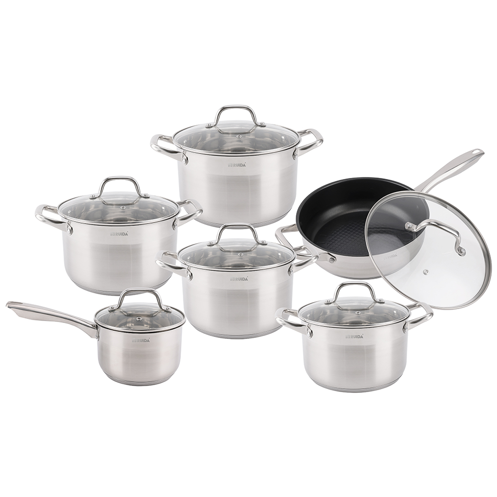 Home Appliance Cooking Non-Stick Coating 12PCS Stainless Steel Cookware Set
