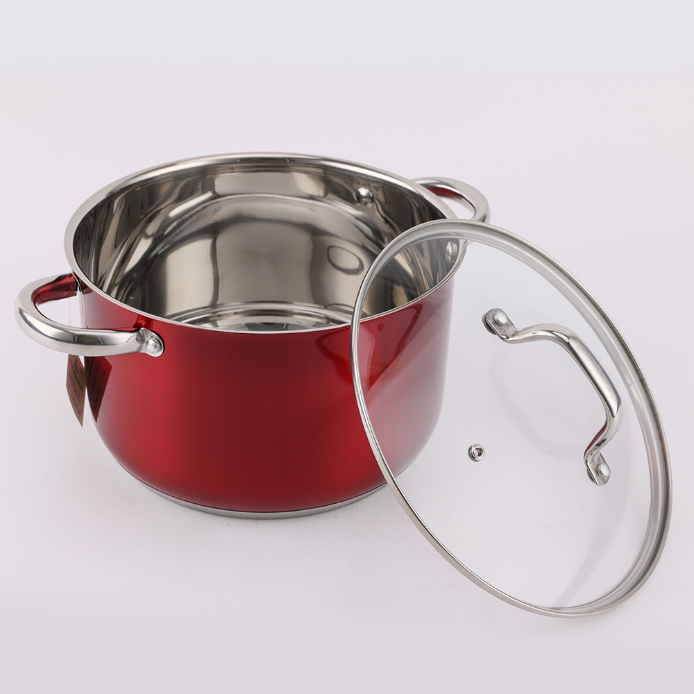 Cooking Pot Sets Red Painting Kitchenware Stainless Steel Cookware Sets