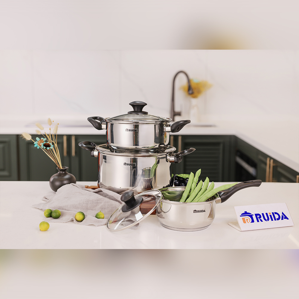New Arrival Cooking Pot Set Stainless Steel Cooking Pot Ware 6PCS Cookware