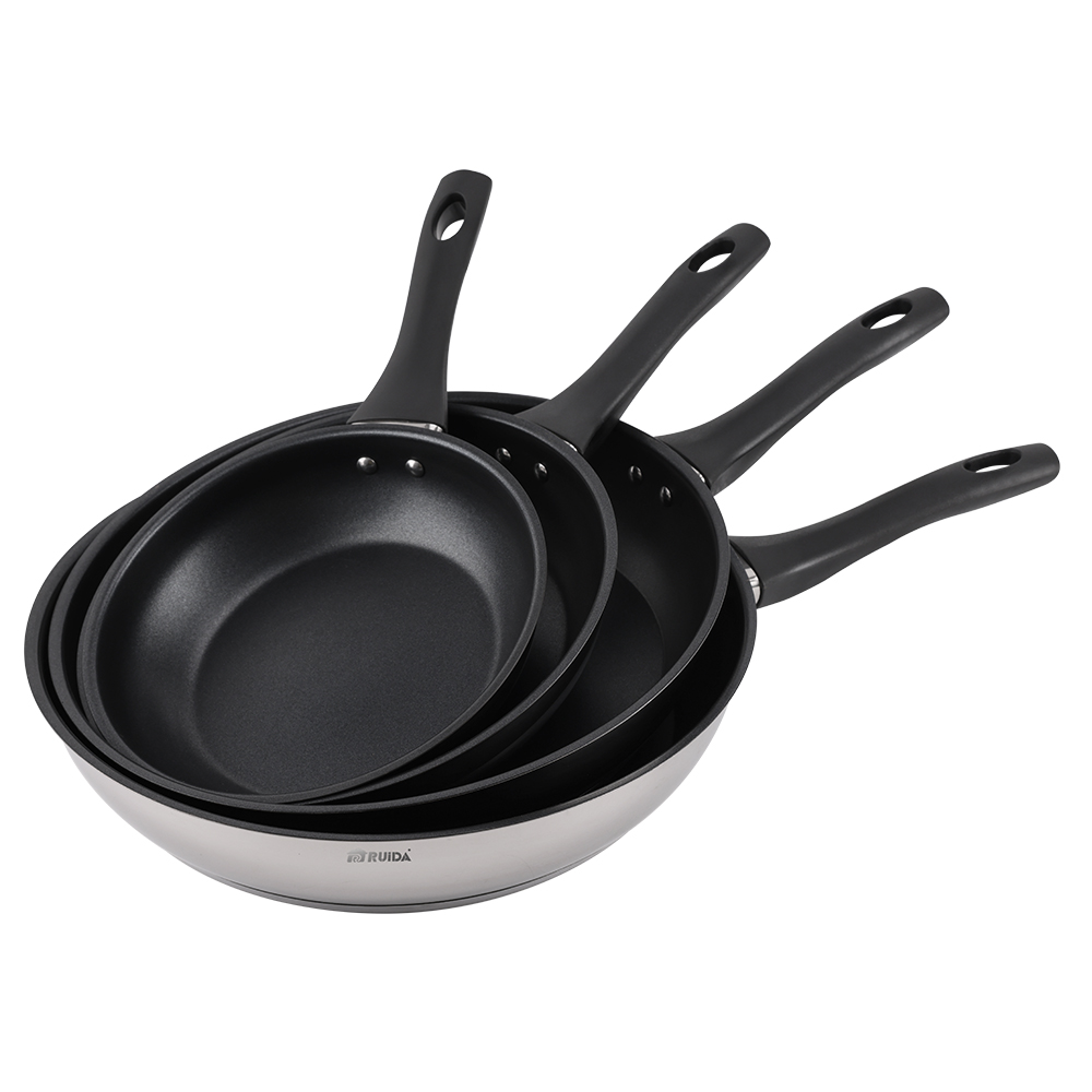 Wholesale Cookware Manufacturer Nonstick Frying Pan 4PCS Stainless Steel Frypan