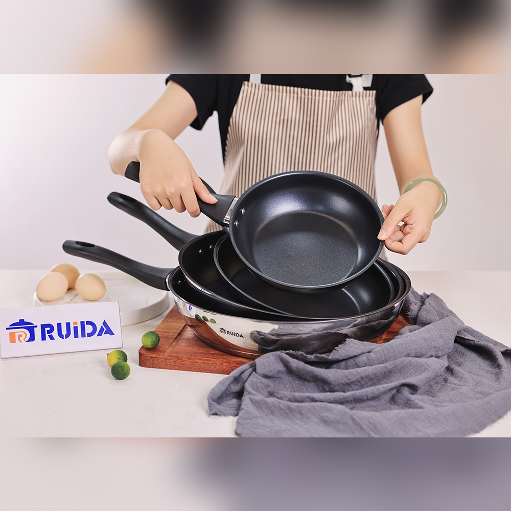 Wholesale Cookware Manufacturer Nonstick Frying Pan 4PCS Stainless Steel Frypan