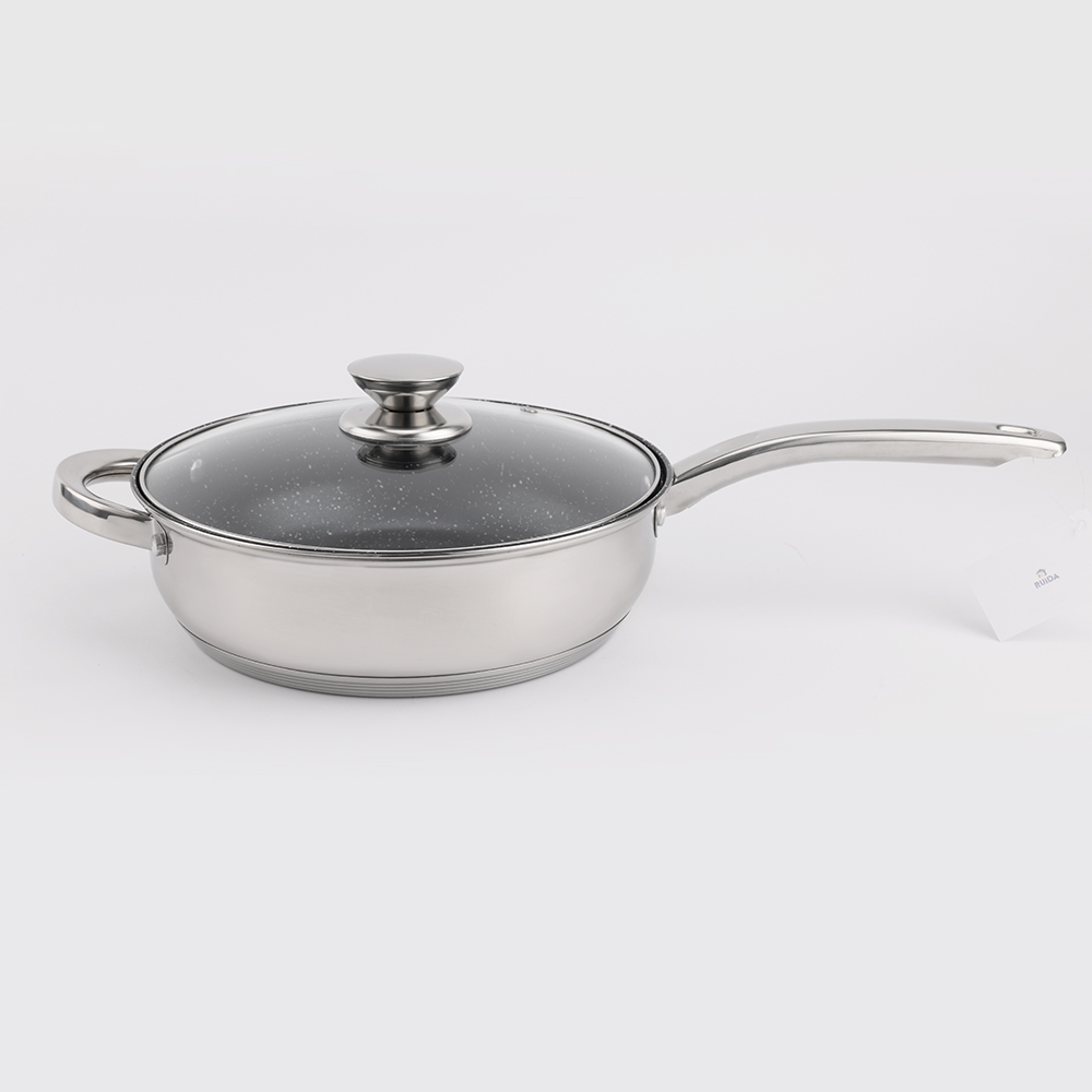Hot Sales Cookware Stainless Steel Non-Stick Marble Coating Frypan 24cm Frying Pan