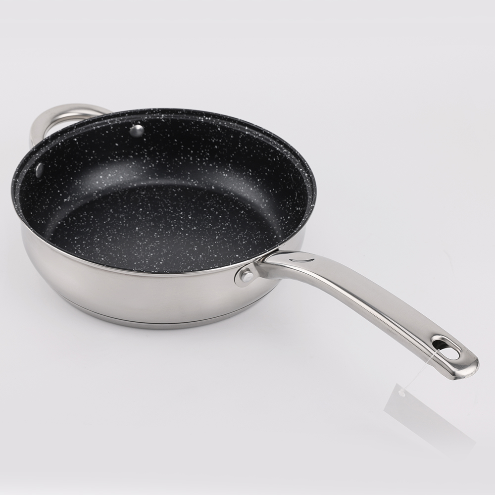 Hot Sales Cookware Stainless Steel Non-Stick Marble Coating Frypan 24cm Frying Pan