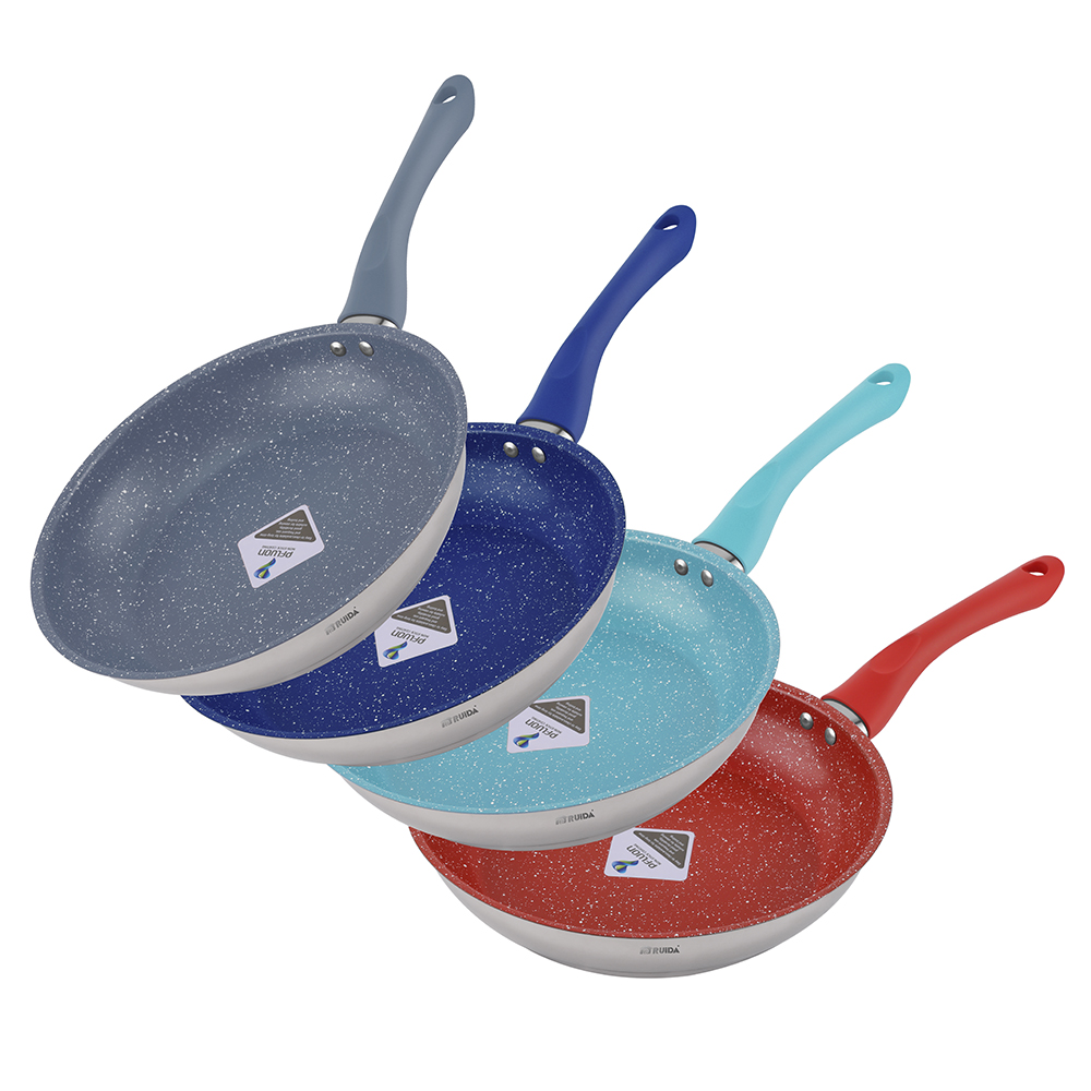 Manufacturer Nonstick Coating with Soft Touch Handle 3PCS Stainless Steel Frying Pan Frypan