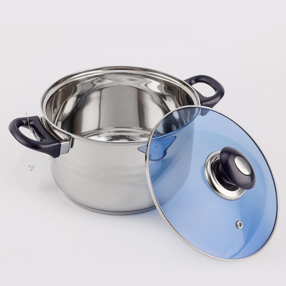 New Arrival 6PCS Stainless Steel Cookware Set with Blue Bakelite Handle
