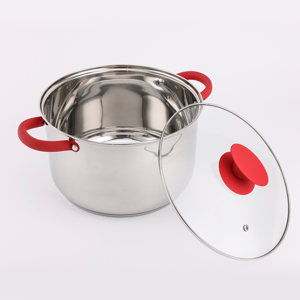 Kitchen Appliance Cooking Pot Soft Touch Handle Stainless Steel Cookware Set