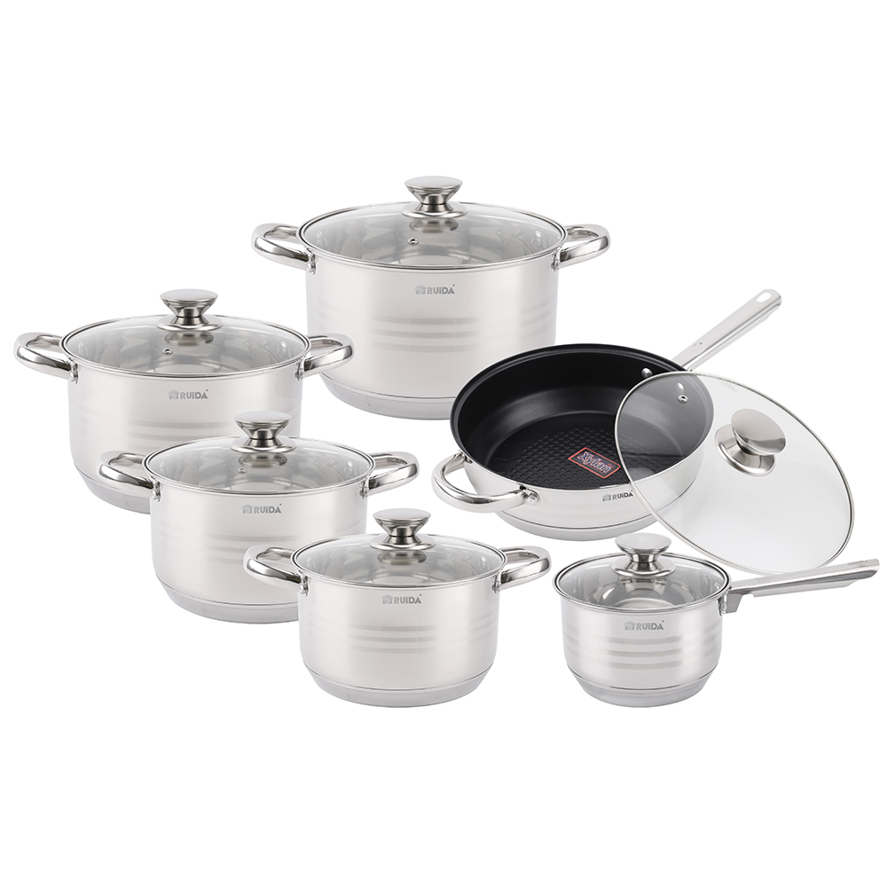 Kitchenware Utensils 9 Steps Bottom Stainless Steel Cookware Sets