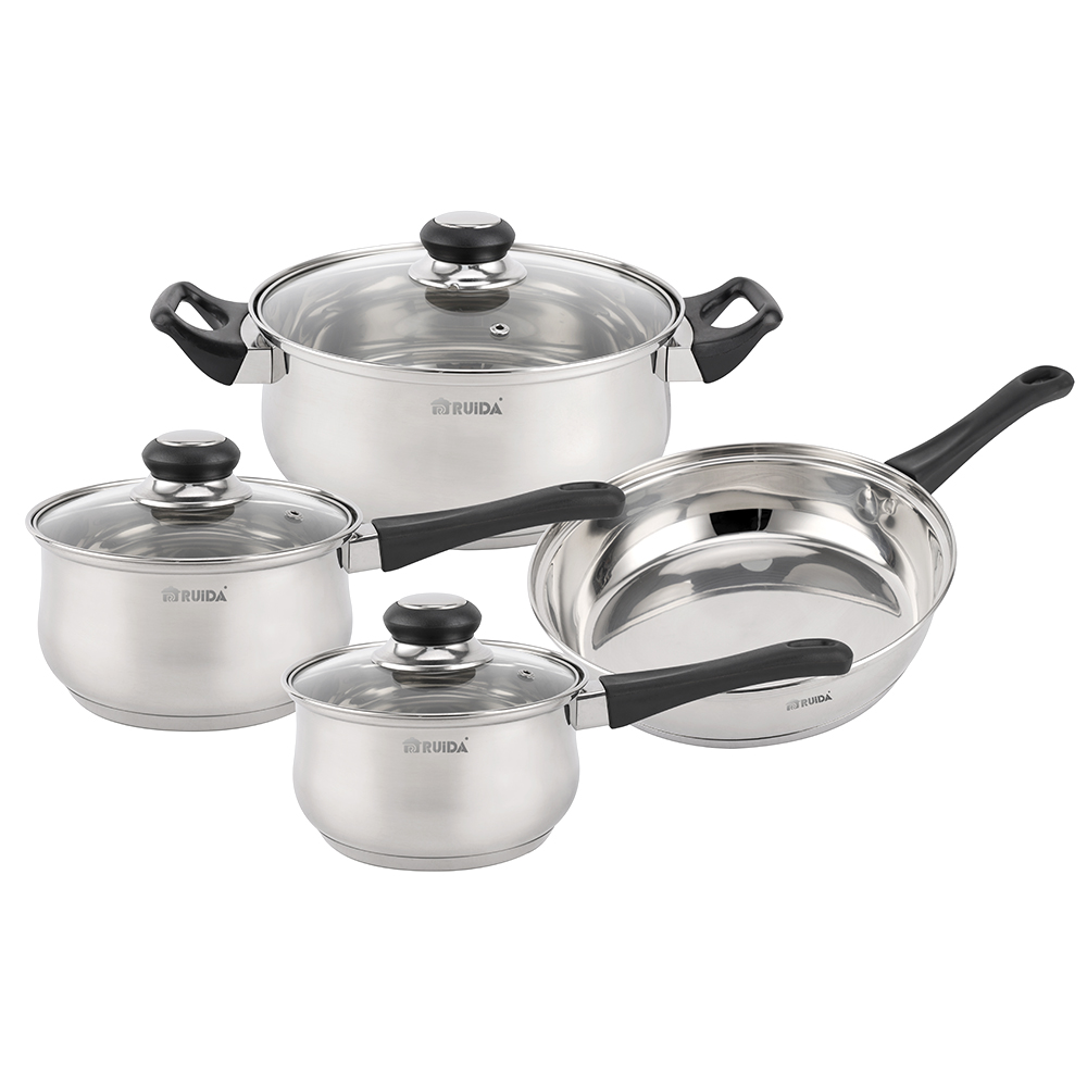 Kitchen Utensils Appliance Bakelite Kitchenware 7PCS Stainless Steel Cookware Set