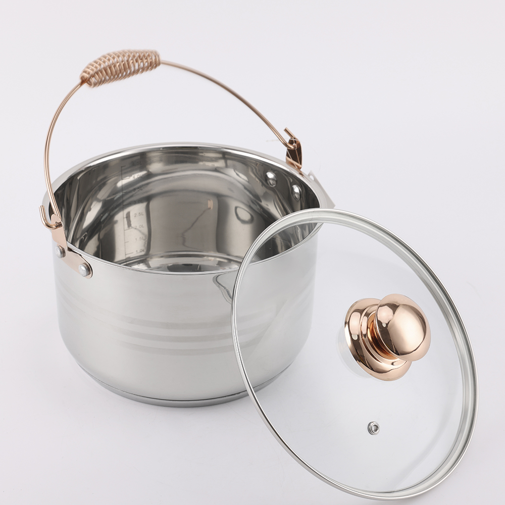 Gold-Plated Wire Handle 6PCS Stainless Steel Cookware Set