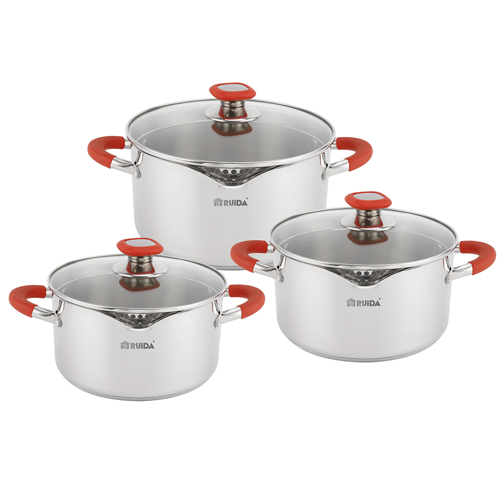 Home Appliance Kitchenware with Spout Casserole Stainless Steel Cookware Set