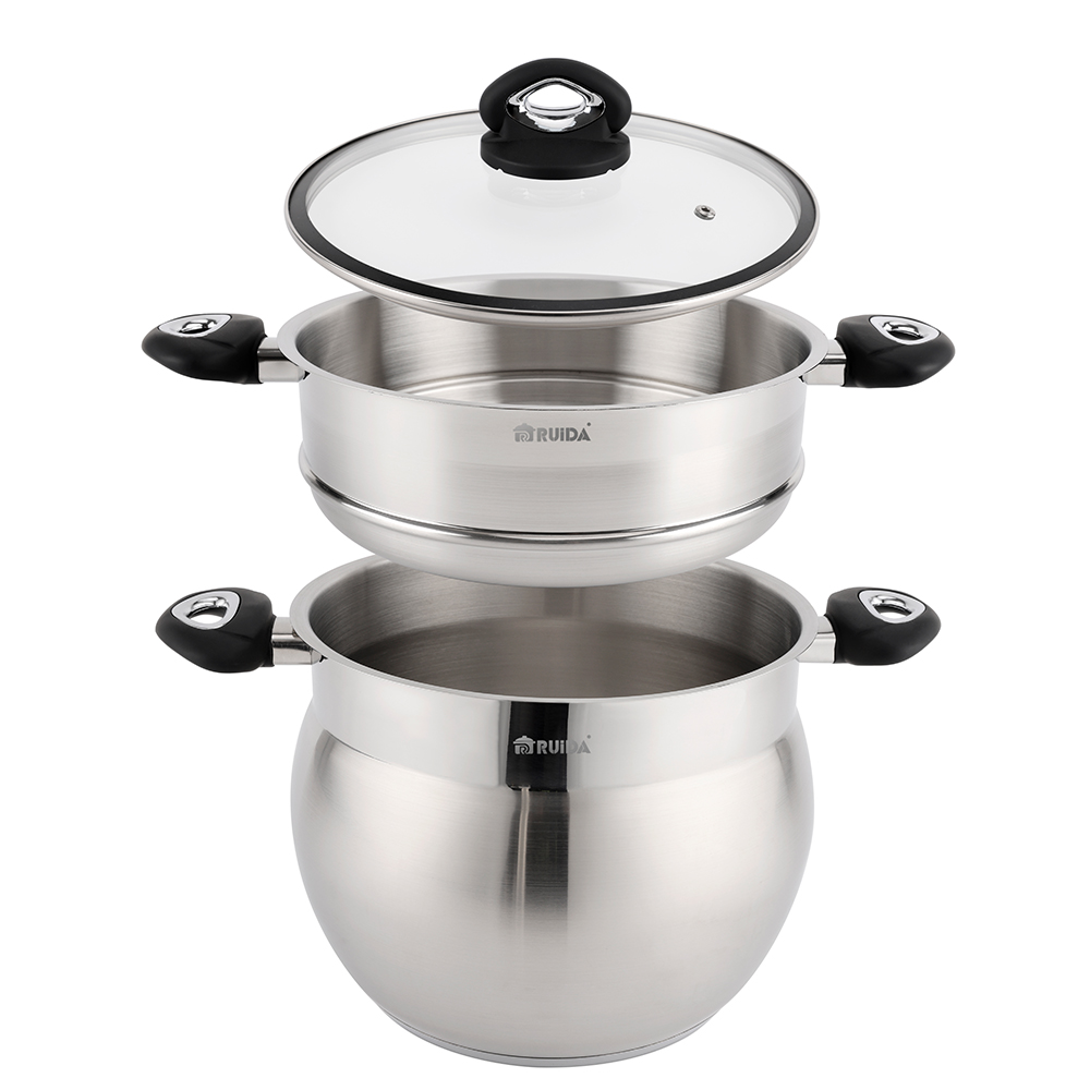 Big Belly Shape with Steamer 3PCS Stainless Steel Couscous Pot