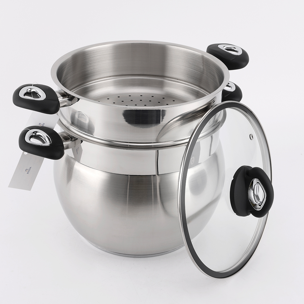 Big Belly Shape with Steamer 3PCS Stainless Steel Couscous Pot