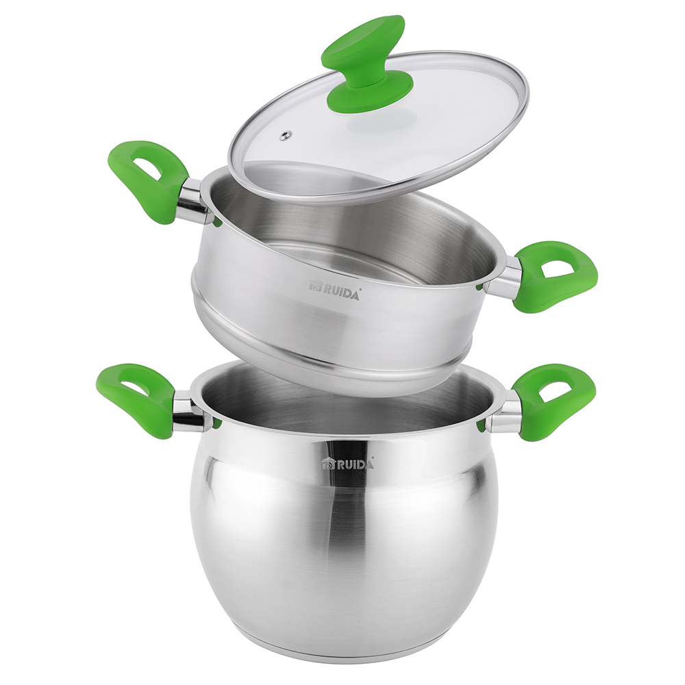 Stainless Steel Stock Soup Cooking Pot Steamer Couscous Pot