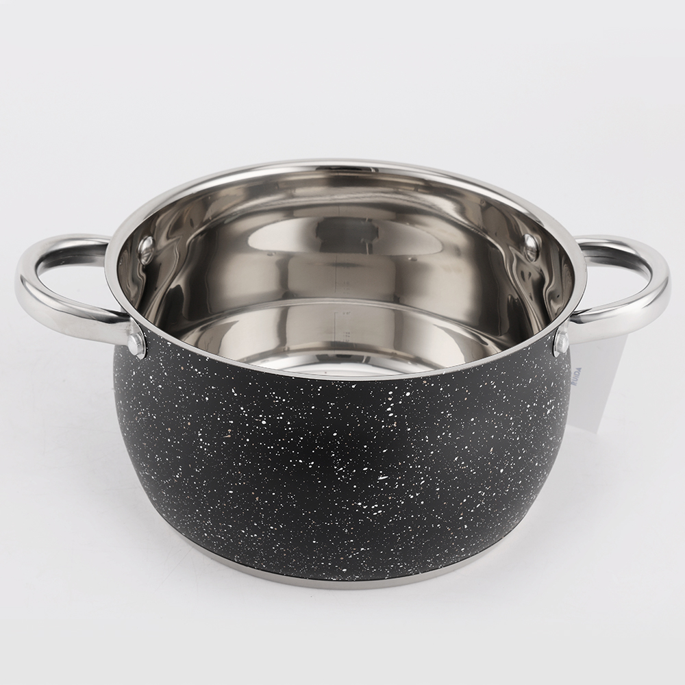 Marble Coating Kitchenware Housewares 6PCS Granite Cookware Set Stainless Steel