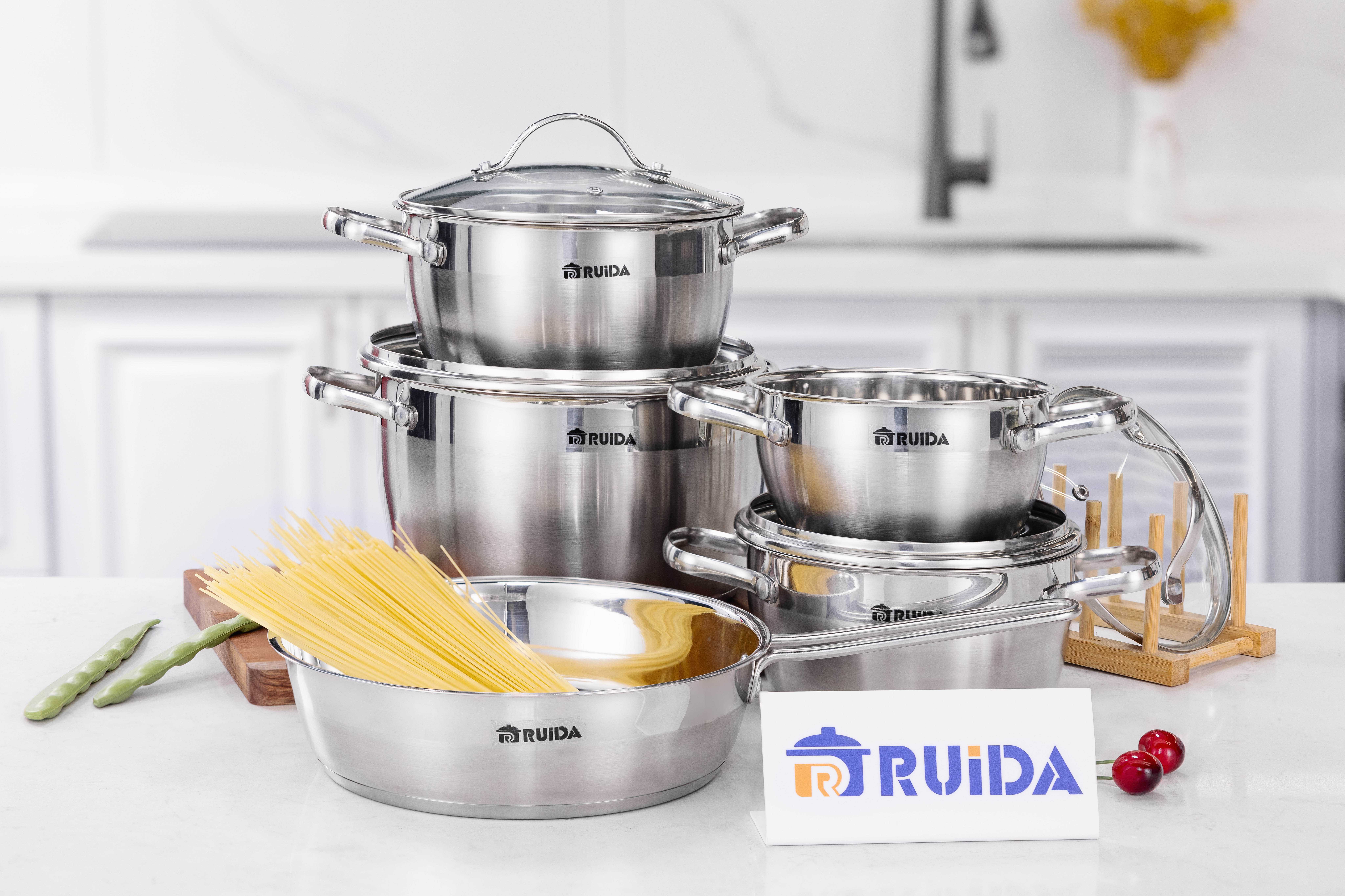 Wholesale 10 PCS Non-Stick Cooking Pots Stainless Steel Kitchen Ware Cookware Sets