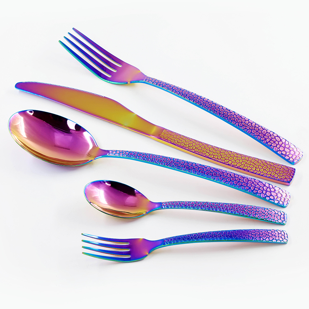Colorful Rainbow 4PCS Tableware Knife Fork and Spoon Stainless Steel Cutlery