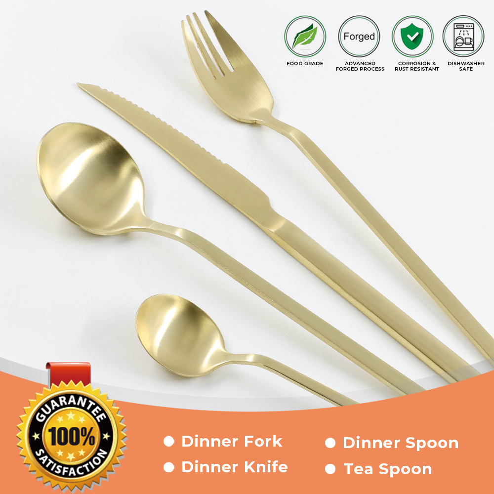 Stainless Steel Gold Flatware Stunning Polished Finish for Cutlery Set