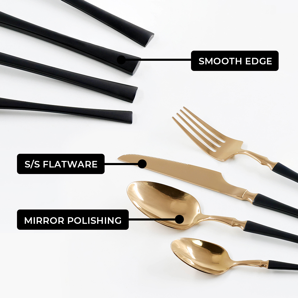 Stainless Steel Flatware Black Handle for Mirror Finish Cutlery Set