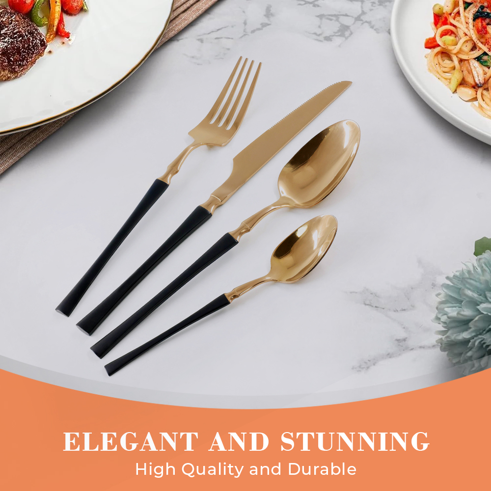 Stainless Steel Flatware Black Handle for Mirror Finish Cutlery Set