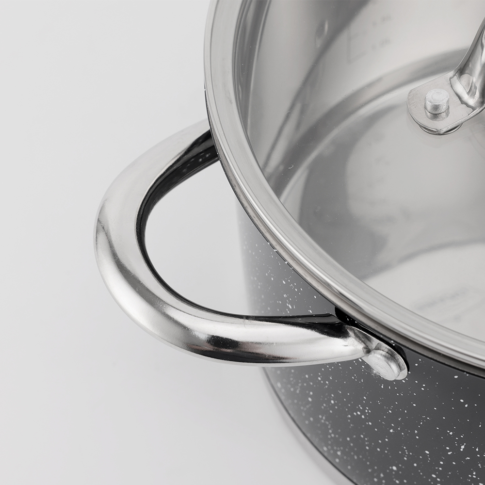 China Professional Factory Stainless Steel Cookware Set with 6PCS Granite Painting