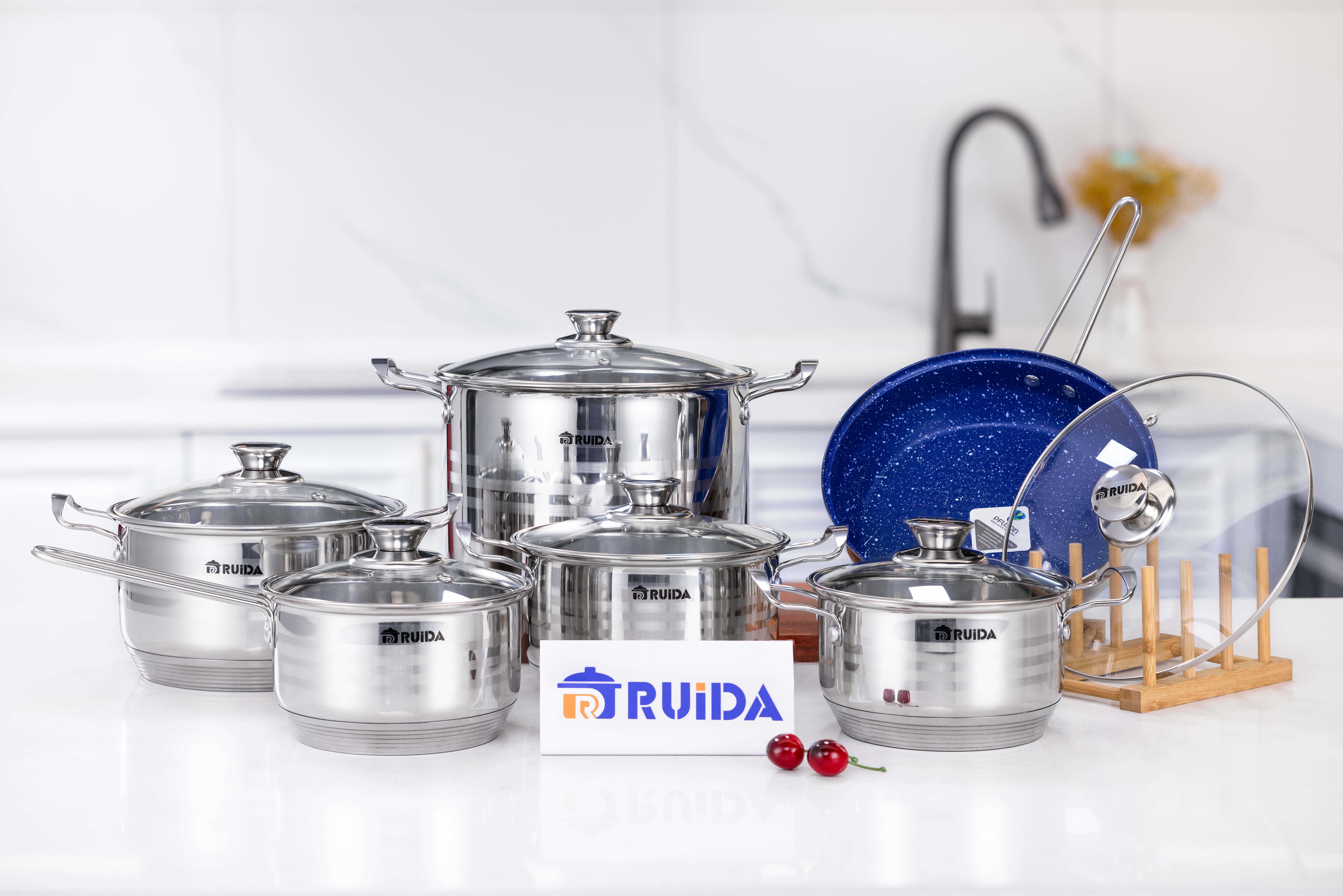Custom Home Appliance Kitchen Non Stick Cooking Pot Set Stainless Steel Cookware