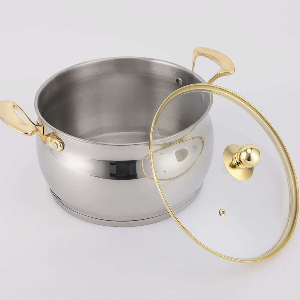 Wholesale Customized Home Kitchenware Casserole with Golden Handles