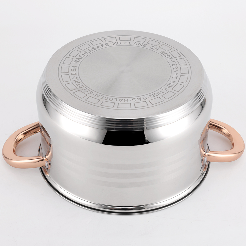 ODM OEM Stainless Steel Cookware Set With Gold Handle