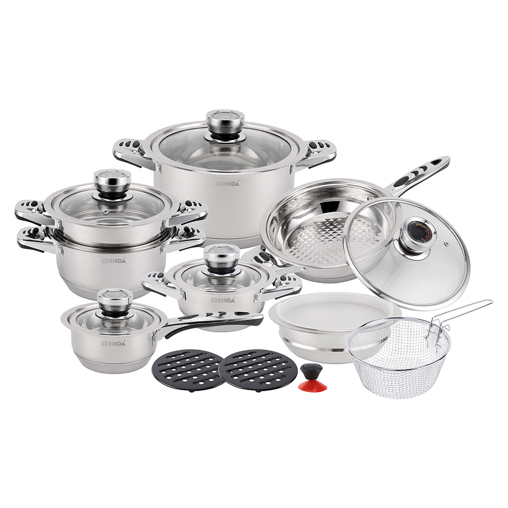 16/18PCS High Quality Kitchen Wide Edge Cooking Pot Soup Stock Pots Cookware Casserole Pot