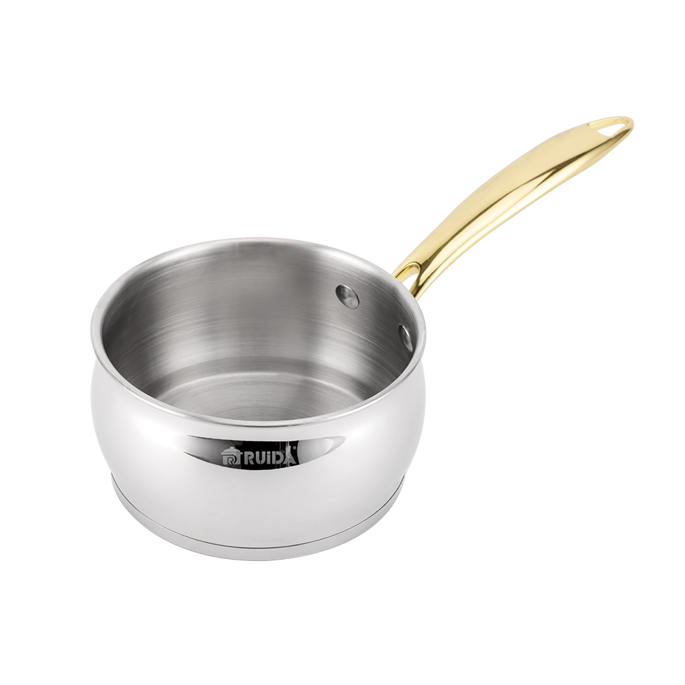 High Quality 4PCS Cookware Set Stainess Steel Saucepan Set with Golden Handles